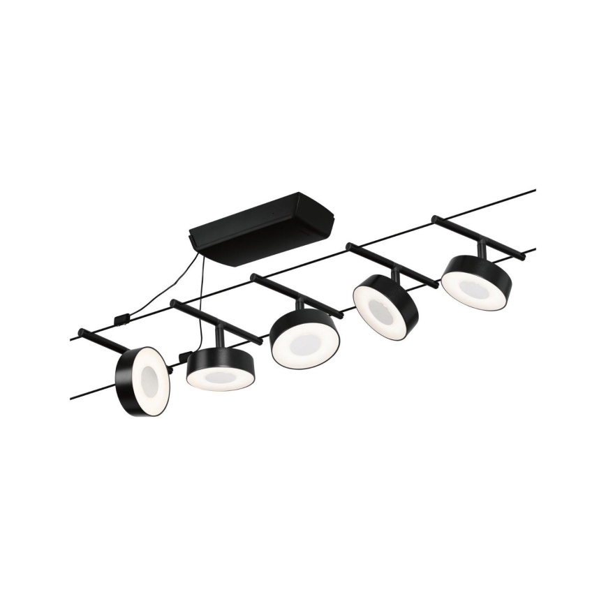 Paulmann 94479 - Komplet 5x LED/5W — potpuni sajlni sustav CIRCLE 230V, crne boje