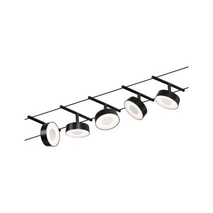 Paulmann 94479 - Komplet 5x LED/5W — potpuni sajlni sustav CIRCLE 230V, crne boje