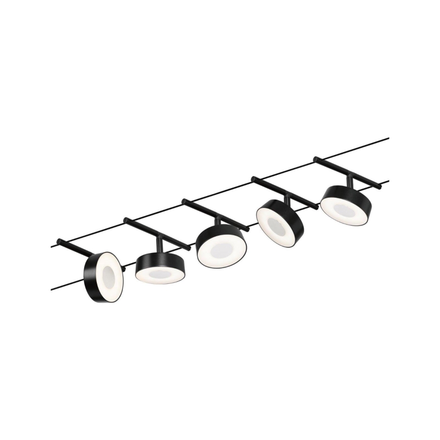Paulmann 94479 - Komplet 5x LED/5W — potpuni sajlni sustav CIRCLE 230V, crne boje