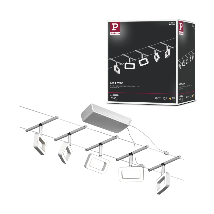 Paulmann 94481 - KOMPLET 5xLED/4,8W, kompletan sustav na sajli FRAME 230V, matni krom