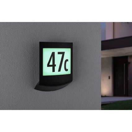 Paulmann 94513 - RGBW LED/8,2W IP44 Prigušivo svjetlo za kućni broj s senzorem pokreta i sumraka PADEA 230V antracit