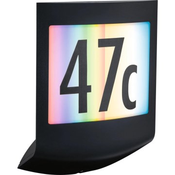 Paulmann 94513 - RGBW LED/8,2W IP44 Svjetlo za kućni broj s mogućnošću prigušivanja i senzorom sumraka PADEA 230V, antracit