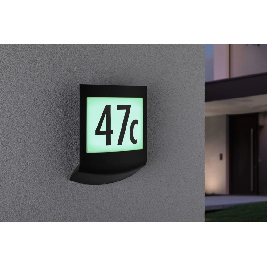 Paulmann 94513 - RGBW LED/8,2W IP44 Svjetlo za kućni broj s mogućnošću prigušivanja i senzorom sumraka PADEA 230V, antracit