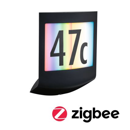 Paulmann 94513 - RGBW LED/8,2W IP44 Svjetlo za kućni broj s mogućnošću prigušivanja i senzorom sumraka PADEA 230V, antracit