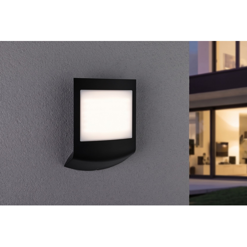 Paulmann 94513 - RGBW LED/8,2W IP44 Prigušivo vanjsko zidno svjetlo s senzorom pokreta i sumraka PADEA 230V antracit