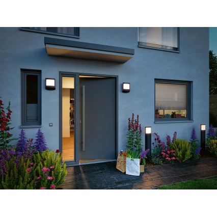 Paulmann 94514 - LED/8,5W IP44 Vanjska svjetiljka s mogućnošću prigušivanja te senzorom pokreta i sumraka PADEA 230V antracit