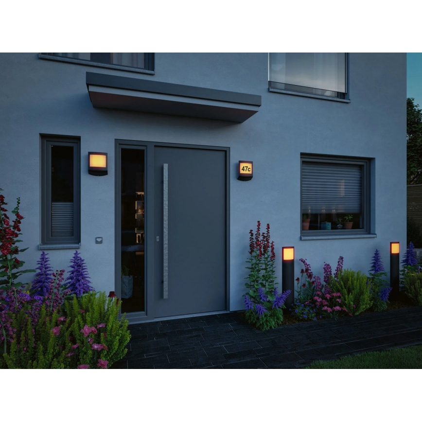 Paulmann 94515 - LED/8,5W IP44 Svjetleći kućni broj s mogućnošću prigušivanja te senzorom pokreta i sumraka PADEA 230V antracit