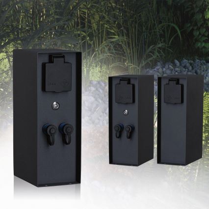 Paulmann 94701 - Vanjski stup za utičnice s sumrak senzorom RIO 2Z SCHUKO 230V IP44