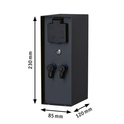 Paulmann 94701 - Vanjski stup za utičnice s sumrak senzorom RIO 2Z SCHUKO 230V IP44