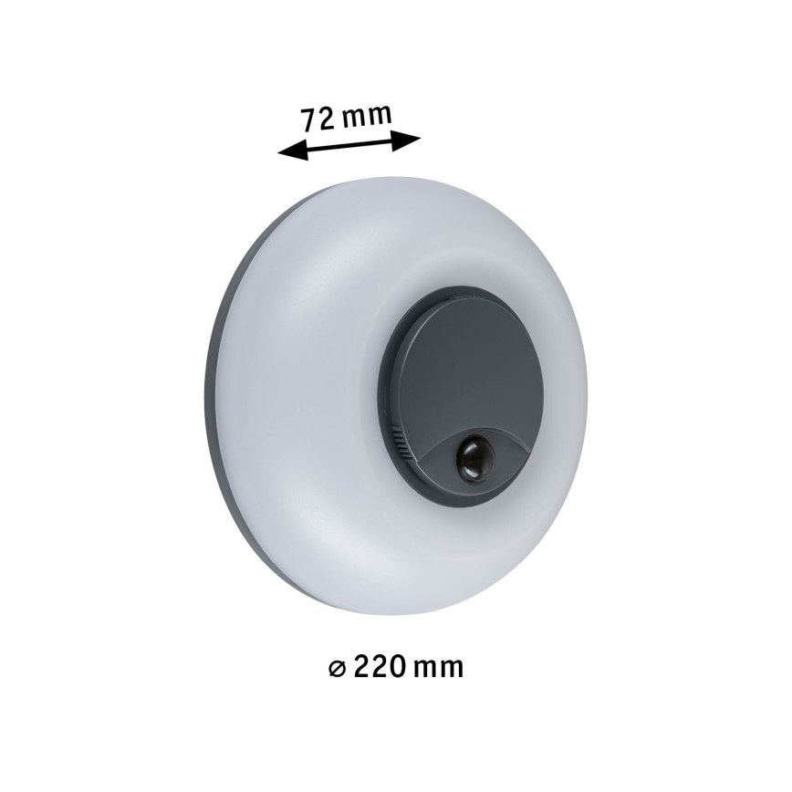 Paulmann 94956 - LED/20,5W IP65 Prigušivo vanjsko zidno svjetlo s senzorem pokreta i sumraka AUREVA 230V 2200/3000/4000K antracit