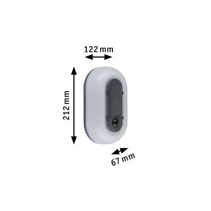 Paulmann 94958 - LED/18,5W IP65 S mogućnošću prigušivanja vanjsko zidno svjetlo sa senzorom pokreta i sumraka ELUNOR 230V 2200/3000/4000K antracit