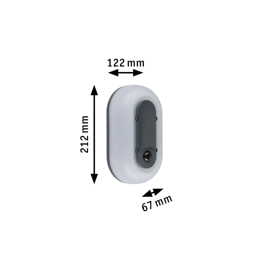 Paulmann 94958 - LED/18,5W IP65 S mogućnošću prigušivanja vanjsko zidno svjetlo sa senzorom pokreta i sumraka ELUNOR 230V 2200/3000/4000K antracit