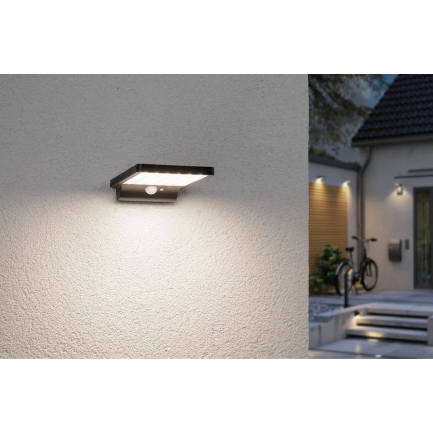 Paulmann 95393 - LED/4W IP44 Prigušiva solarna zidna svjetiljka sa senzorom SOLVEIG 3,7V 2000 mAh