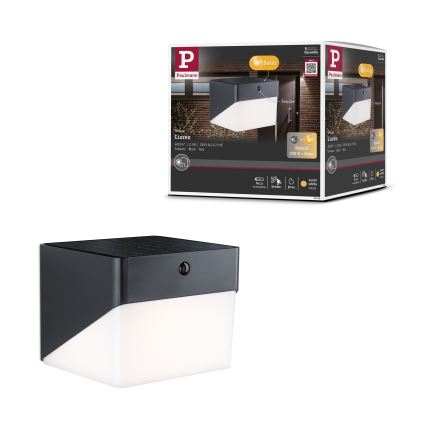 Paulmann 95746 - LED/2,3W IP44 Solarno zidno svjetlo s senzorom EILEEN 3,7/230V 4000 mAh crna