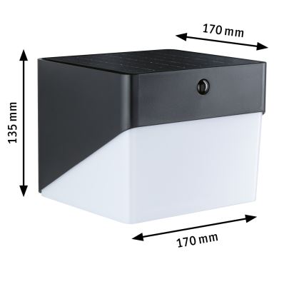 Paulmann 95746 - LED/2,3W IP44 Solarno zidno svjetlo s senzorom EILEEN 3,7/230V 4000 mAh crna