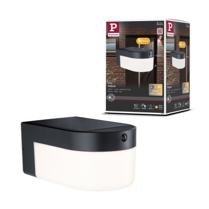 Paulmann 95747 - LED/2,3W IP44 Solarno zidno svjetlo s senzorom CALYNE 3,7/230V 4000 mAh crna