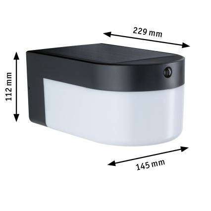 Paulmann 95747 - LED/2,3W IP44 Solarno zidno svjetlo s senzorom CALYNE 3,7/230V 4000 mAh crna