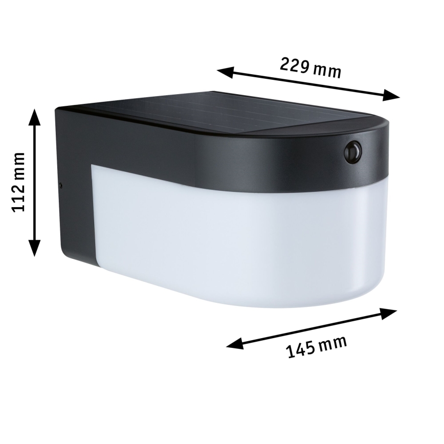 Paulmann 95747 - LED/2,3W IP44 Solarno zidno svjetlo s senzorom CALYNE 3,7/230V 4000 mAh crna