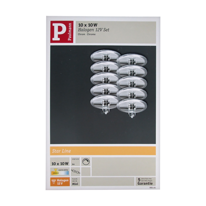 Paulmann 98561 - SET 10x Ugradna svjetiljka STAR LINE 10xG4/10W/230V/12V