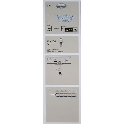 Paulmann 98561 - SET 10x Ugradna svjetiljka STAR LINE 10xG4/10W/230V/12V