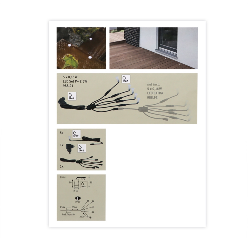 Paulmann 98891 - SET 5X LED/0,16W IP67 Vanjska ugradbena svjetiljka MICRO 230V