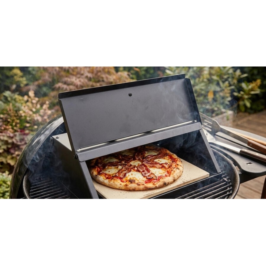 Pec za pizzu s vratima i termometrom 40x35,5x21 cm crna
