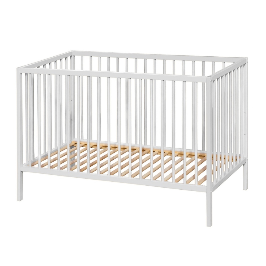 PETITE&MARS - Dječji krevetić s ogradom NELA BEECH 120x60 cm bijela/buk