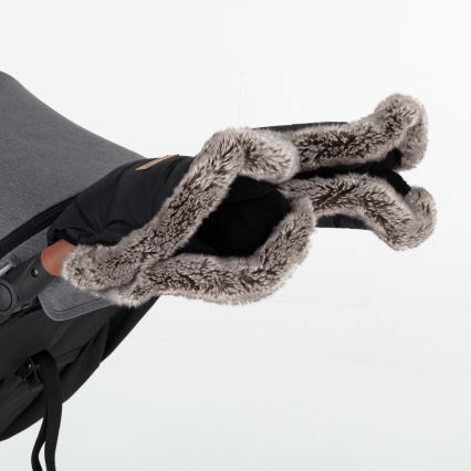 PETITE&MARS - Navlaka za ruke za dječju kolica FURRY Forever Black