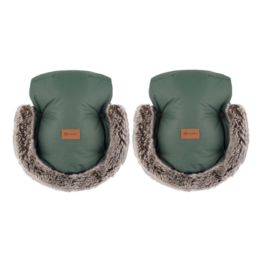 PETITE&MARS - Navlaka za ručke za dječju kolica FURRY Veritable Khaki