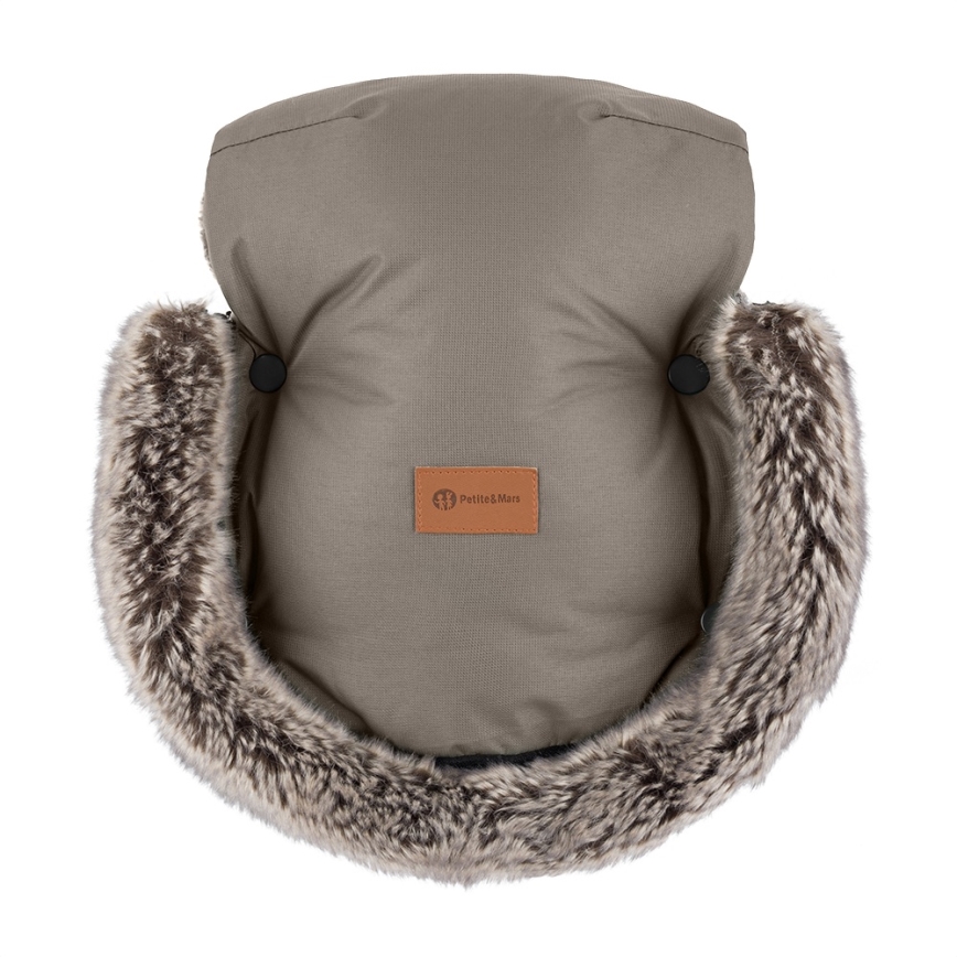 PETITE&MARS - SET Dječja vreća za kolica 4u1 COMFY + grijači za ruke FURRY Mocha Mousse
