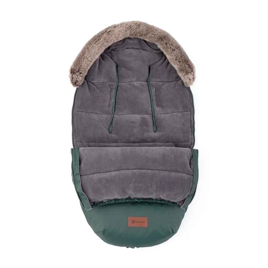 PETITE&MARS - SET dječji fusak 4u1 COMFY + grijači za ruke za kolica FURRY Khaki