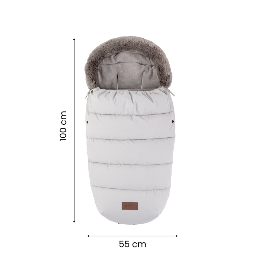 PETITE&MARS - SET dječji fusak 4u1 COMFY + grijači za ruke za kolica FURRY Khaki