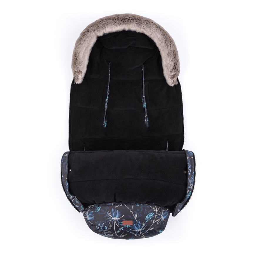 PETITE&MARS - SET Dječji vreća za spavanje 4u1 COMFY Stylish Beauty + navlake za ruke za kolica FURRY Forever Black