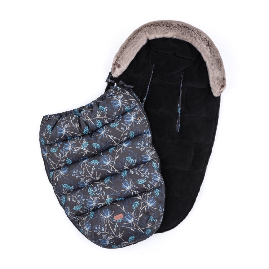 PETITE&MARS - SET Dječji vreća za spavanje 4u1 COMFY Stylish Beauty + navlake za ruke za kolica FURRY Forever Black