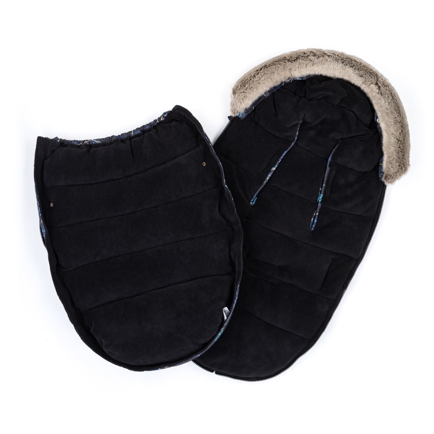 PETITE&MARS - SET Dječji vreća za spavanje 4u1 COMFY Stylish Beauty + navlake za ruke za kolica FURRY Forever Black