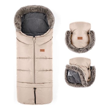 PETITE&MARS - SET Dječji vreća za spavanje 4u1 ARCTIC + navlake za ruke za kolica FURRY Rose Petal
