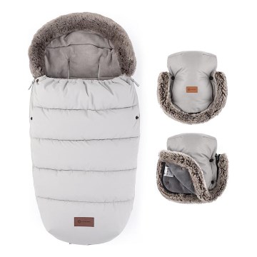 PETITE&MARS - SET Dječji vreća za spavanje 4u1 COMFY + navlake za ruke za kolica FURRY Champagne Shower