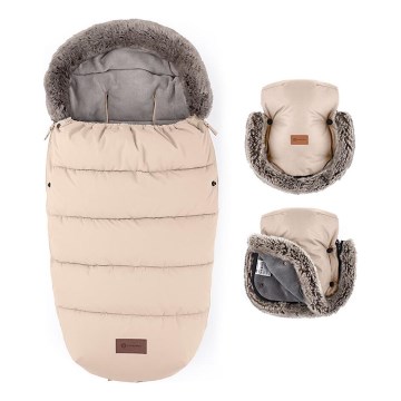 PETITE&MARS - SET Dječji vreća za spavanje 4u1 COMFY + navlake za ruke za kolica FURRY Rose Petal