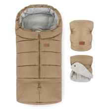 PETITE&MARS - SET Zimska vreća za kolica 3u1 JIBOT + rukavice za kolica smeđa