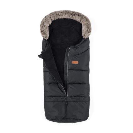 PETITE&MARS - SET Zimska vreća za kolica 4u1 ARCTIC + rukavice za kolica FURRY Forever Black