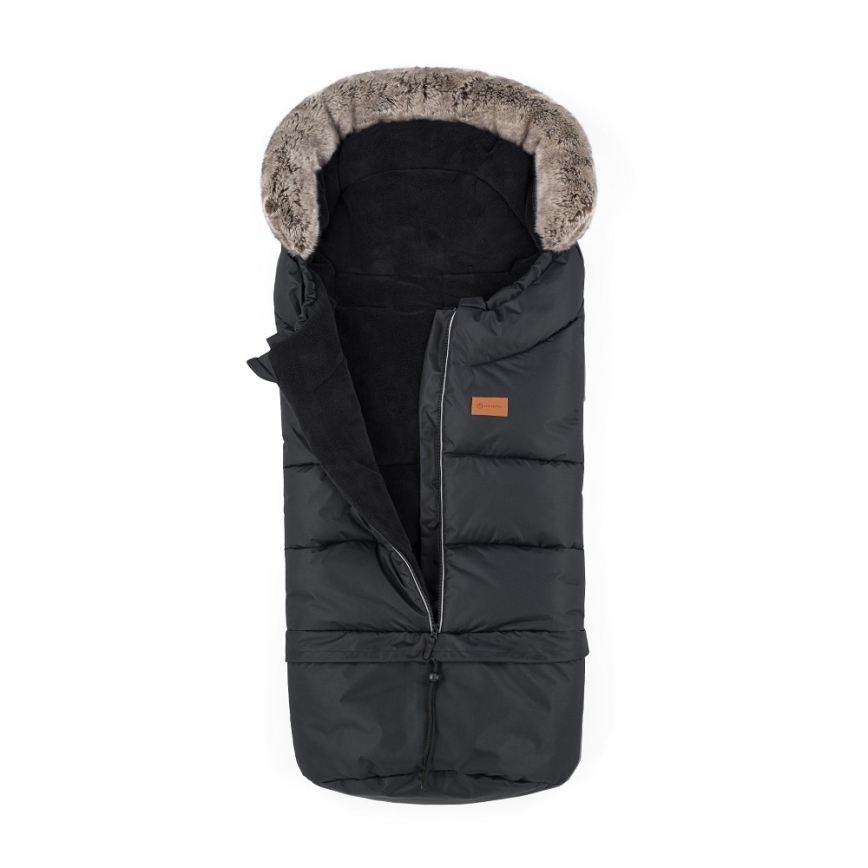 PETITE&MARS - SET Zimska vreća za kolica 4u1 ARCTIC + rukavice za kolica FURRY Forever Black