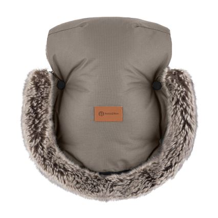 PETITE&MARS - SET Zimska vreća za kolica 4u1 ARCTIC + rukavice za kolica FURRY Mocha Mousse