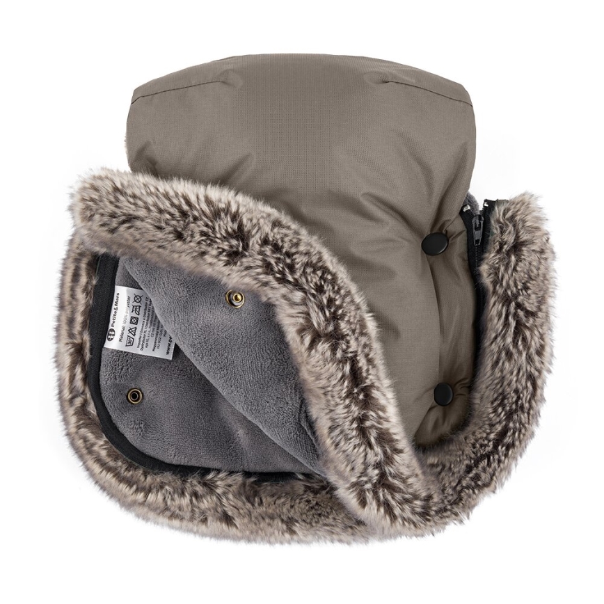 PETITE&MARS - SET Zimska vreća za kolica 4u1 ARCTIC + rukavice za kolica FURRY Mocha Mousse