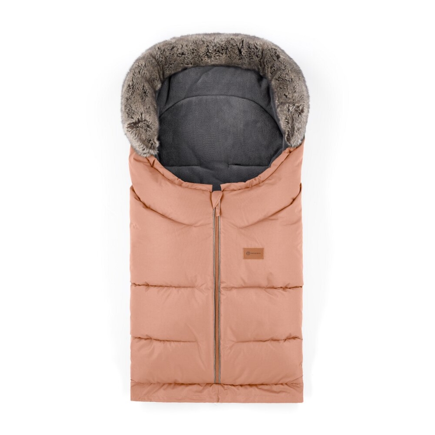 PETITE&MARS - SET Zimska vreća za kolica 4u1 ARCTIC + rukavice za kolica FURRY Pastel Peach