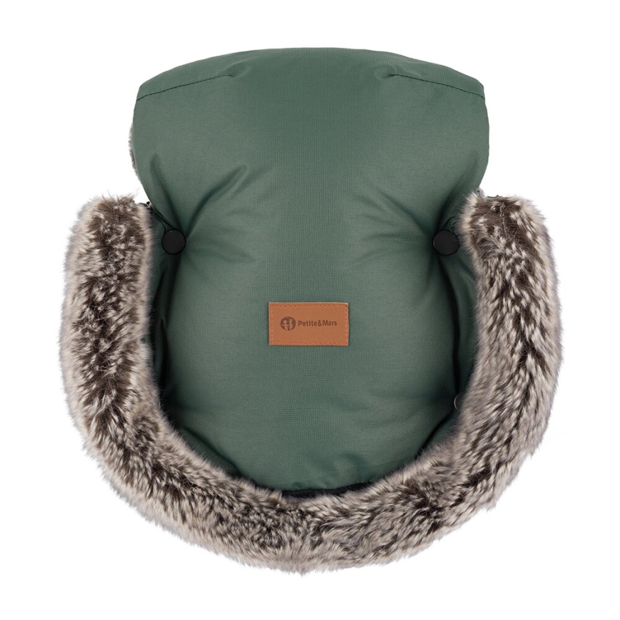 PETITE&MARS - SET Zimska vreća za kolica 4u1 ARCTIC + rukavice za kolica FURRY Veritable Khaki
