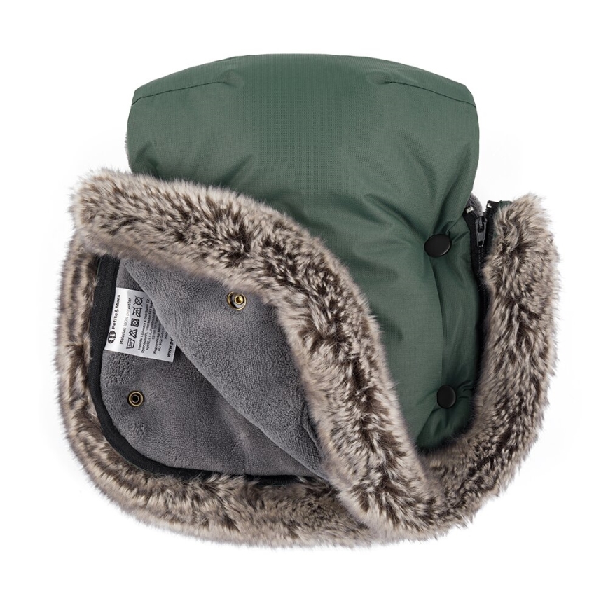 PETITE&MARS - SET Zimska vreća za kolica 4u1 ARCTIC + rukavice za kolica FURRY Veritable Khaki