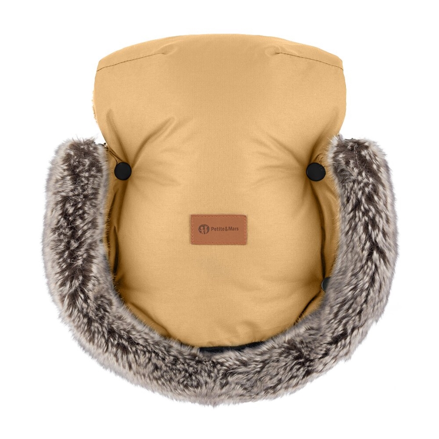 PETITE&MARS - SET Zimska vreća za kolica 4u1 COMFY + rukavice za kolica FURRY Elegant Caramel