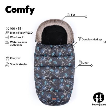 PETITE&MARS - SET Zimska vreća za kolica 4u1 COMFY + rukavice za kolica FURRY Pastel Peach
