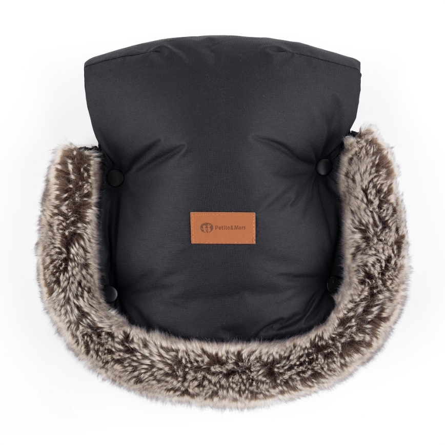 PETITE&MARS - SET Zimska vreća za kolica 4u1 COMFY Stylish Beauty + rukavice za kolica FURRY Forever Black