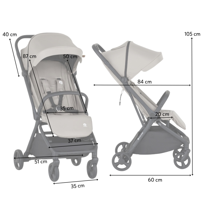 PETITE&MARS - Sportska kolica FLIP Platinum Grey